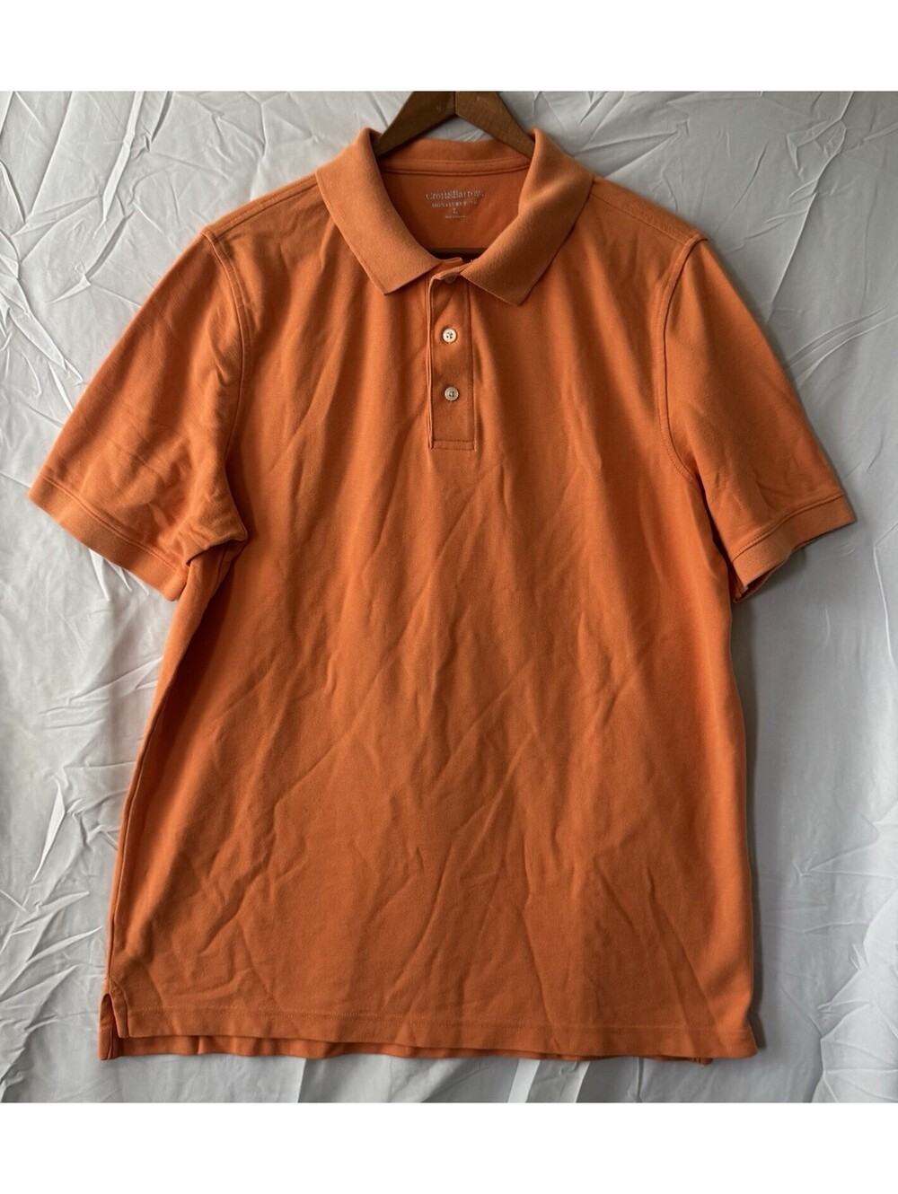 Croft & Barrow Polo Shirt Mens L Orange Signature Cotton Short Sleeve Golf